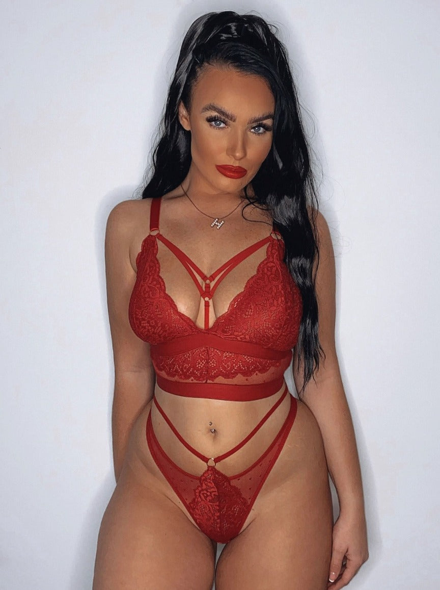 Raspberry red Brooke sexy lace bralette