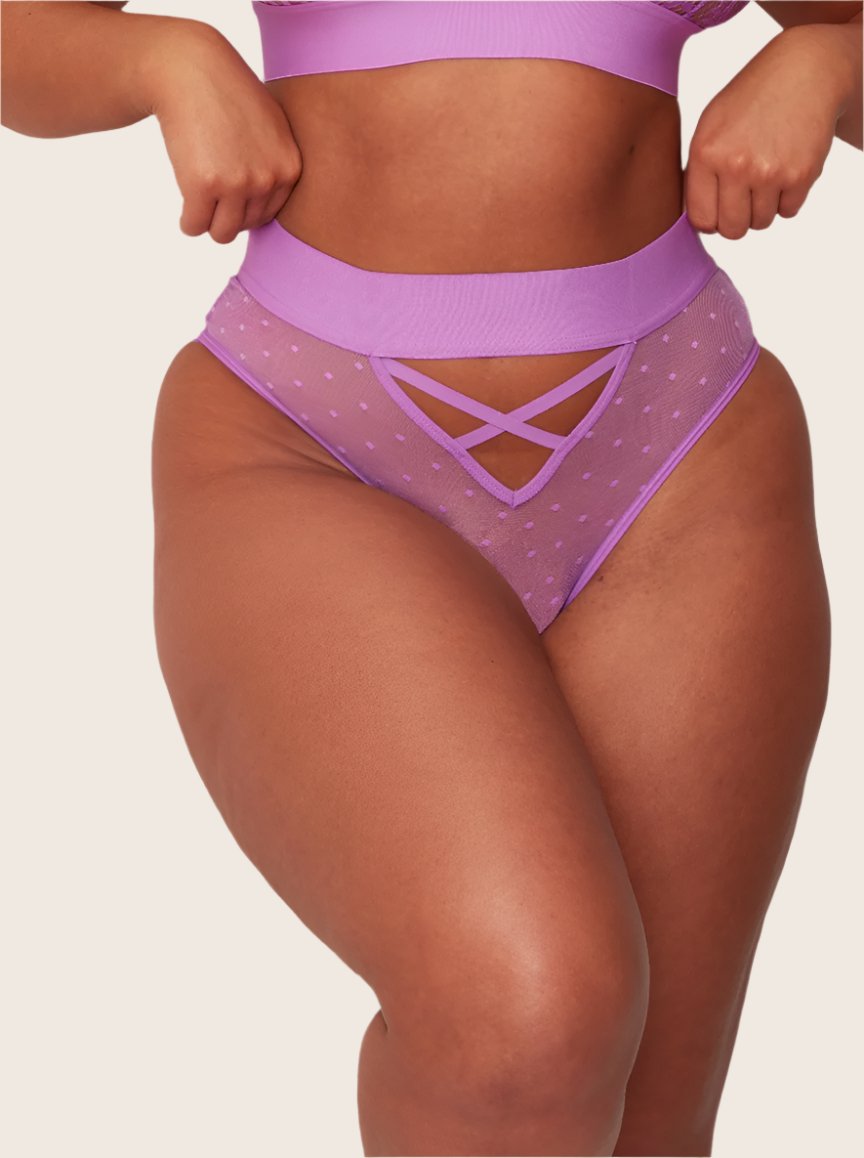 Abigail high waist brief front criss-cross caging