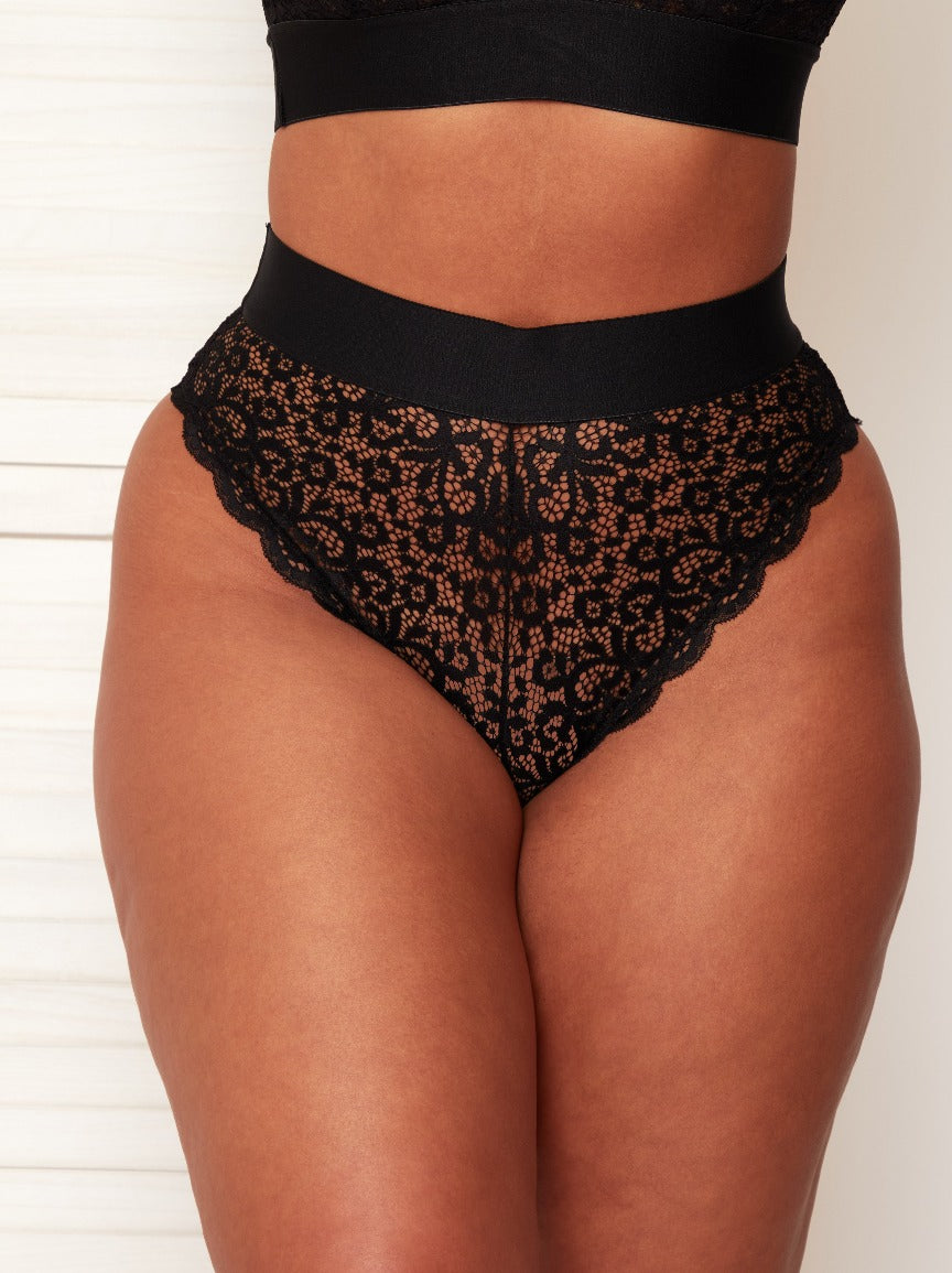 Hallie midnight black brazilian with signature Tutti lace