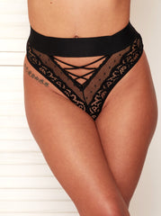 Maya lace and mesh brief in midnight black